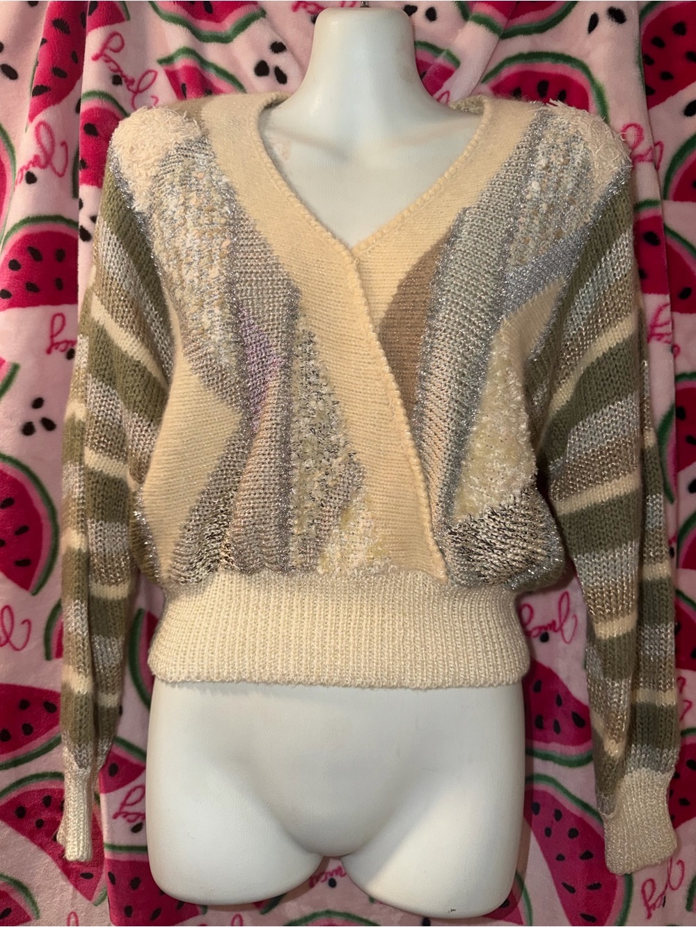🤍🤎 Vintage Cropped Textured Knit Sweater
